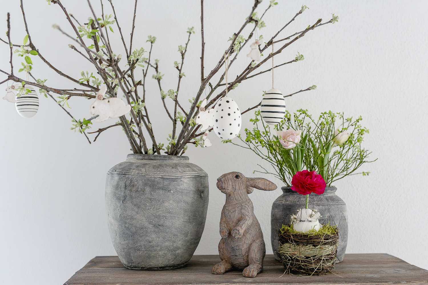 Frühlingsanfang mit Hasenohren-DIY aus Draht, Pomponetti